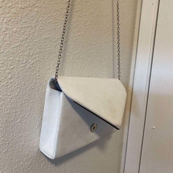 White Faux Suede Clutch - Picture 4 of 5